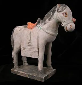 Ming Polychrome Terracotta Sculpture of a Horse