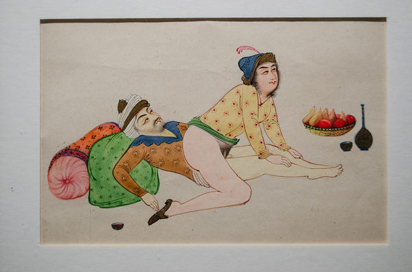 110 - Late Mughal Empire Erotic Manuscript / Painting Inspired by the Kama Sutra
