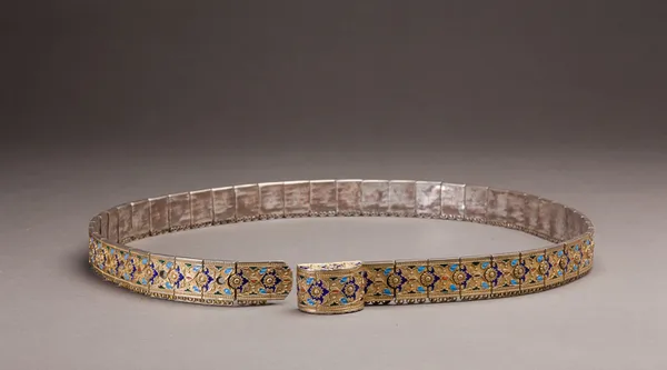 Silver enamelled belt
