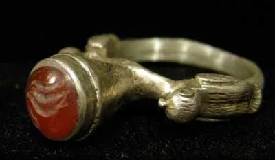 Carnelian Seal of a Swan Set in a Silver Ring