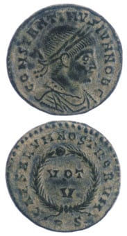 Bronze Follis of Constantine II Struck While Caesar