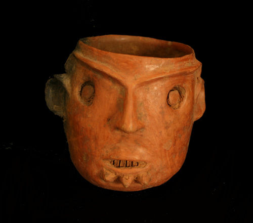 Colima Terracotta Head Vessel