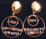 Egyptian Faience Beads Set In Gold Earrings