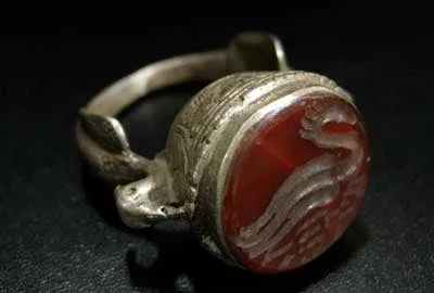 Carnelian Seal of a Swan Set in a Silver Ring