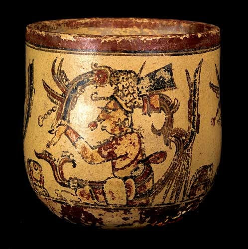 Mayan Polychrome Cylindrical Vessel