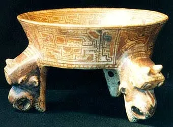 Terracotta Polychrome Tripod Bowl