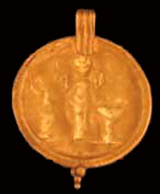 Roman Gold Pendant Depicting the Goddess Aphrodite
