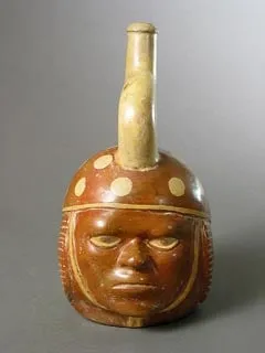 Moche Portrait Head Stirrup Vessel