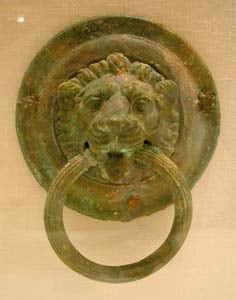 Roman Bronze Lion Roundel with Handle