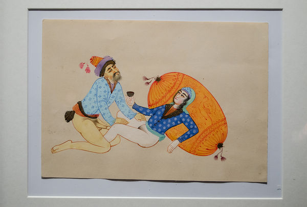 135 - Late Mughal Empire Erotic Manuscript / Painting Inspired by the Kama Sutra
