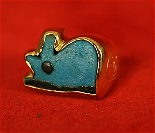 Gold Ring with Faience Eye of Horus Amulet