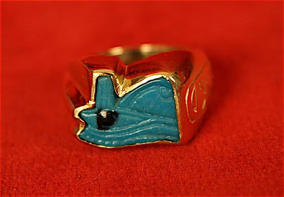 Gold Ring with Faience Eye of Horus Amulet
