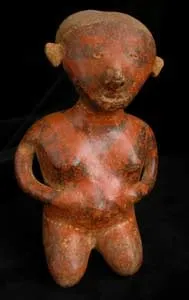Chinesco Style (Type C) Nayarit Terracotta Sculpture of a Kneeling Man