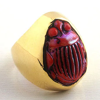 Tiffany Glass Scarab Ring