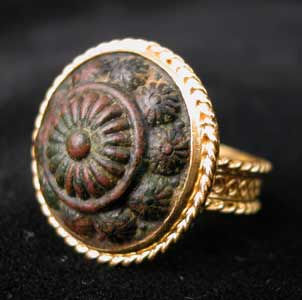 Gold Ring with Roman Bronze Button