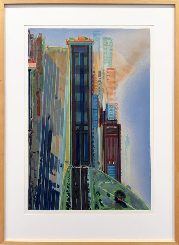 Wayne Thiebaud Hill Street, 1987 Color woodcut 23 1/2 x 24 1/4 inches 59.7 x 61.6 cm Framed: 40 3/8 x 29 1/4 x 1 7/8 inches