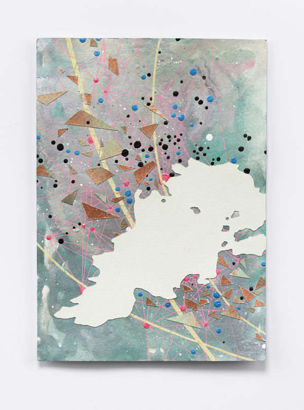 Val Britton Eastport #10, 2024 Acrylic, ink, saltwater, and collage on paper 9 3/8 x 6 5/8 inches 23.8 x 16.8 cm Framed: 13 1/4 x 10 1/4 inches 33.7 x 26 cm