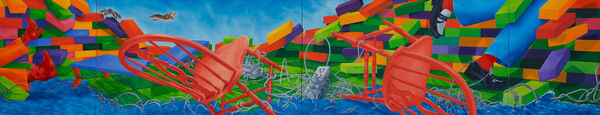 Rachel Simon Marino Pull My Leg, 2026 Oil on canvas 36 x 185 1/2 inches 91.4 x 471.2 cm