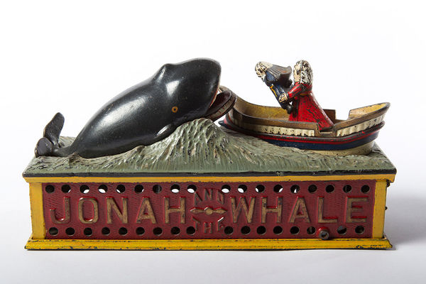 BANKS, JONAH AND THE WHALE MECHANICAL BANK, c. 1890