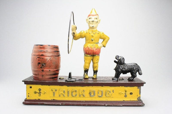 BANKS, TRICK DOG MECHANICAL BANK, c. 1906