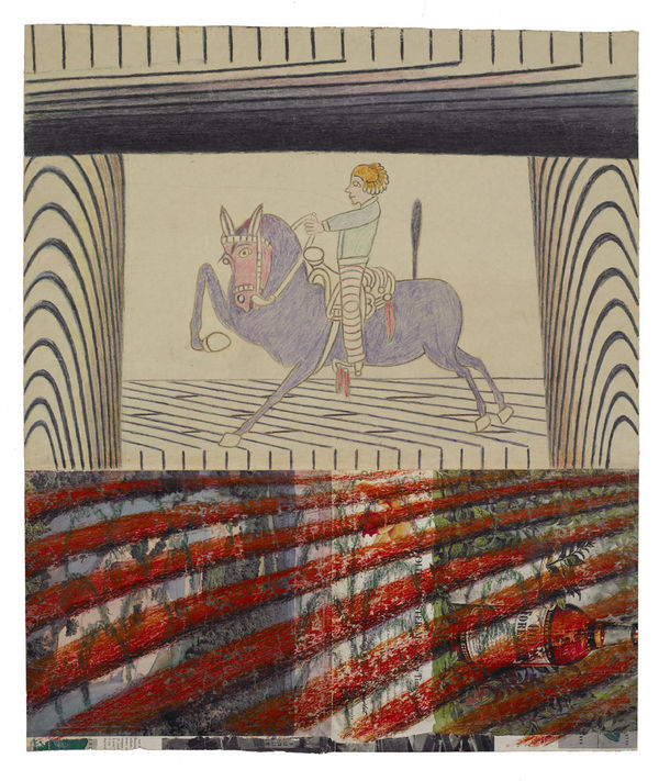 Martín Ramírez, Untitled (Female Rider on Purple horse) , c. 1952-53