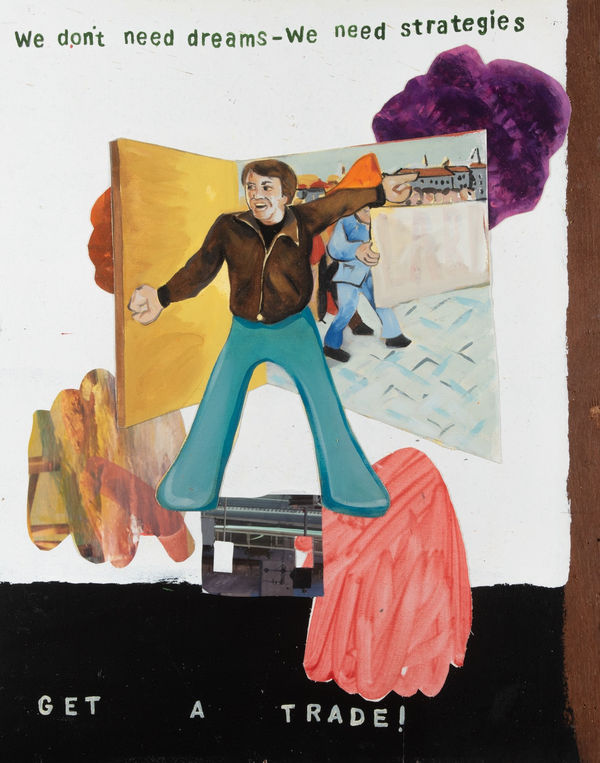 Robert O’Connor syntagms 24, 2022 oil on collaged canvas on board, framed 90 x 75cm