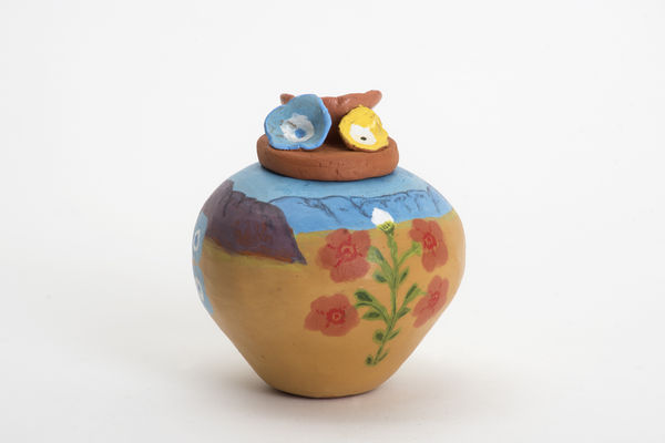 Dawn Wheeler Ngala Summer flowers, 2018 terracotta and underglazes 11 x 18 cm