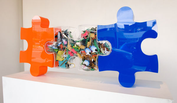 Barbie Kjar Shrinking Reef, 2014 acrylic and rubber sea creatures 43 x 93 x 9cm price on application perspex pieces fabricated by Eagle Plastics