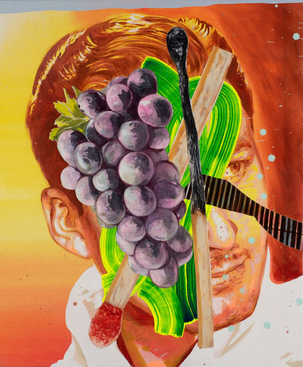 Robert O’Connor syntagms 39, 2022 oil on collaged canvas on board, framed 90 x 75cm