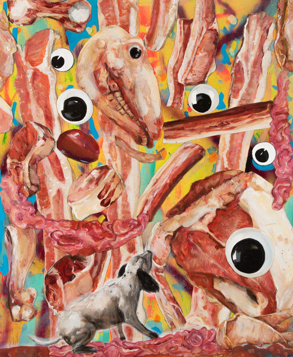 Robert O’Connor syntagms 25, 2022 oil on collaged canvas on board, framed 90 x 75cm