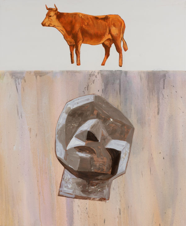 Robert O’Connor syntagms 3, 2022 oil on collaged canvas on board, framed 90 x 75cm