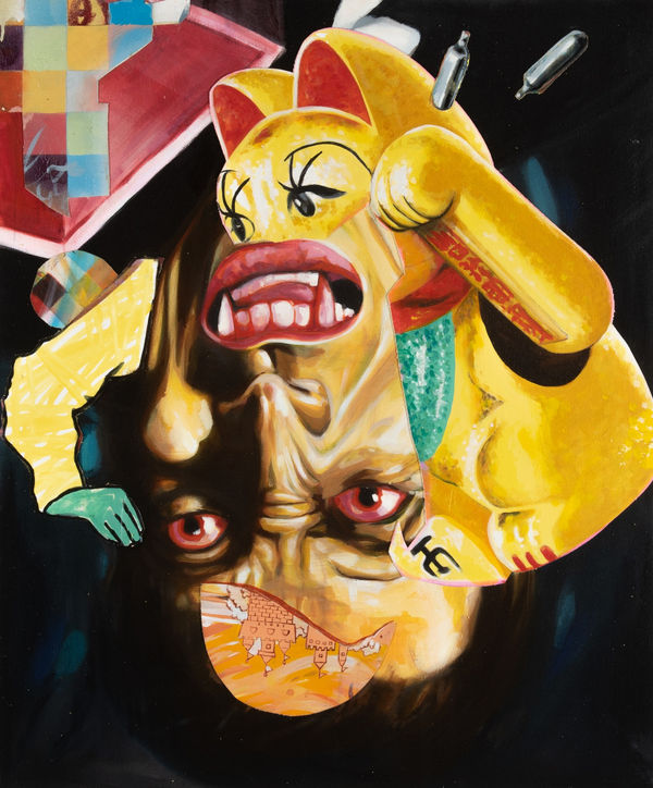 Robert O’Connor syntagms 13, 2022 oil on collaged canvas on board, framed 90 x 75cm