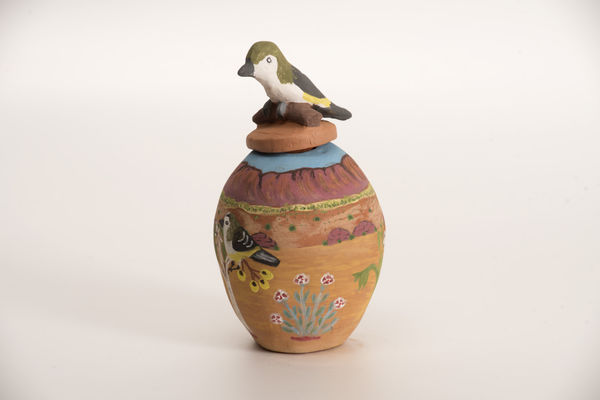 Dawn Wheeler Ngala Nyingka (finch), 2019 Terracotta and underglazes 20 x 11cm