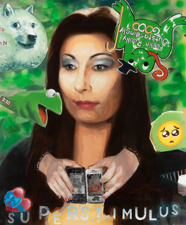 Robert O’Connor syntagms 19, 2022 oil on collaged canvas on board, framed 90 x 75cm