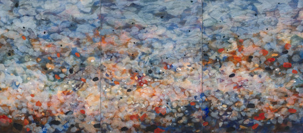 Sue Lovegrove The Invisible Lake no. 585, 2022 acrylic and ink on archival board, framed 61 x 135 cm