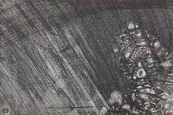 Raymond Arnold Elsewhere World Fragments No 29 3rd state, 2019 Etching on Arches 300gsm paper 40 x 30cm Edition of 4