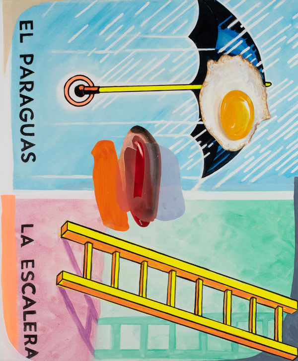 Robert O’Connor syntagms 38, 2022 oil on collaged canvas on board, framed 90 x 75cm