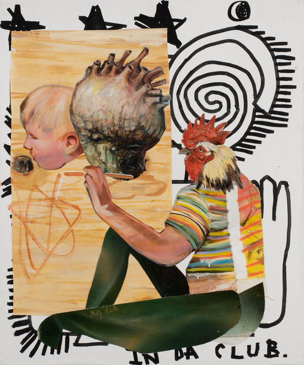 Robert O’Connor syntagms 49, 2022 oil on collaged canvas on board, framed 90 x 75cm