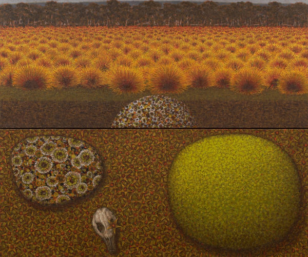 Richard Wastell Skullbone Plains, 2014 oil & pumice on linen diptych: 152 x 183cm (overall size)