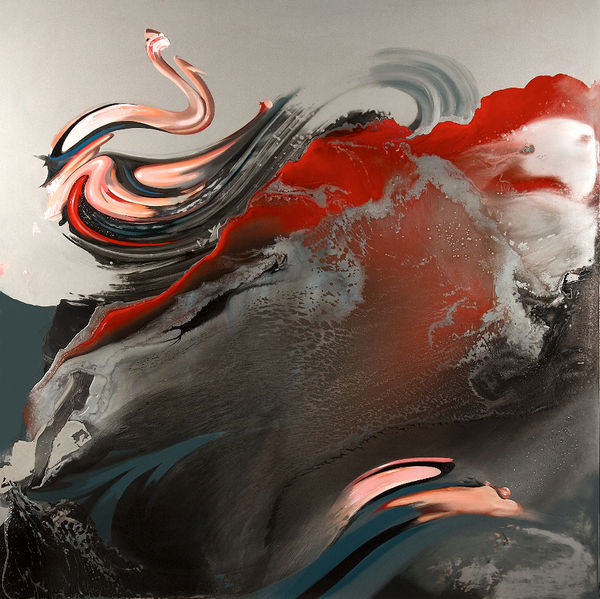 Megan Walch Spun Cartography, 2014-2015 oil and enamel on composite panel 130 x 130cm