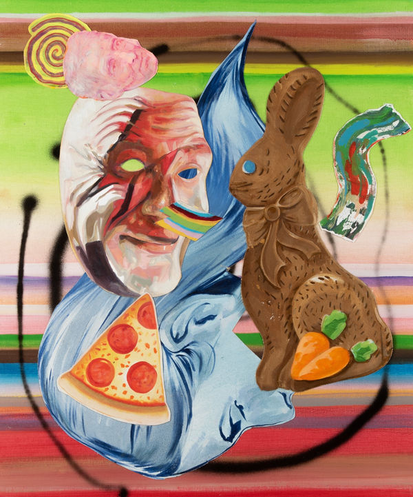 Robert O’Connor syntagms 7, 2022 oil on collaged canvas on board, framed 90 x 75cm