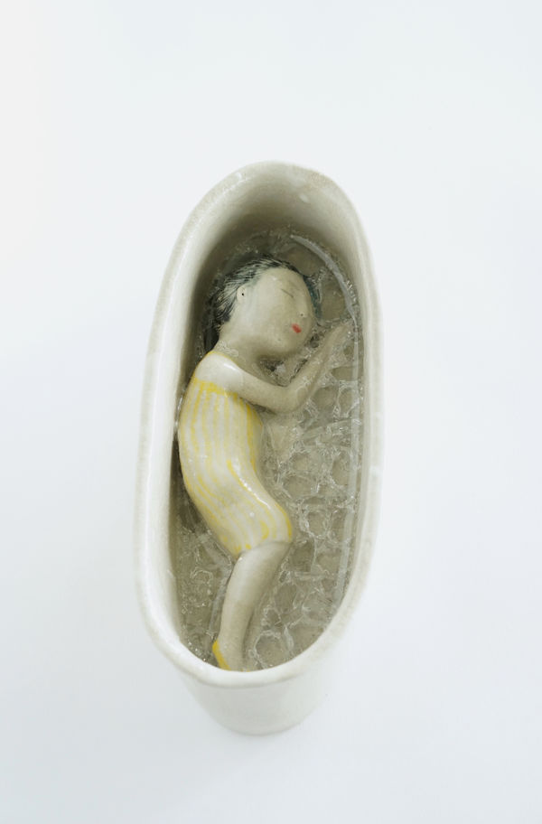 Dai Li Bath series #5, 2019 stoneware and glass 21 x 12 x 9cm