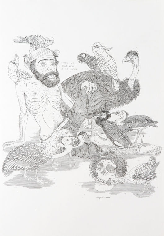 Tom O'Hern Self Portrait as Burke (as in ‘and Wills’), 2009 Ink on paper, unframed 95.5h x 70w cm (sheet size), 101h x 71.5w cm (box frame)