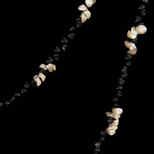Aunti Corrie Fullard (b.1931-) Palawa Shell Necklace, 2014 String sequence: 18 black crow, 3 kelp, 2 black crow and 3 kelp shells 164cm