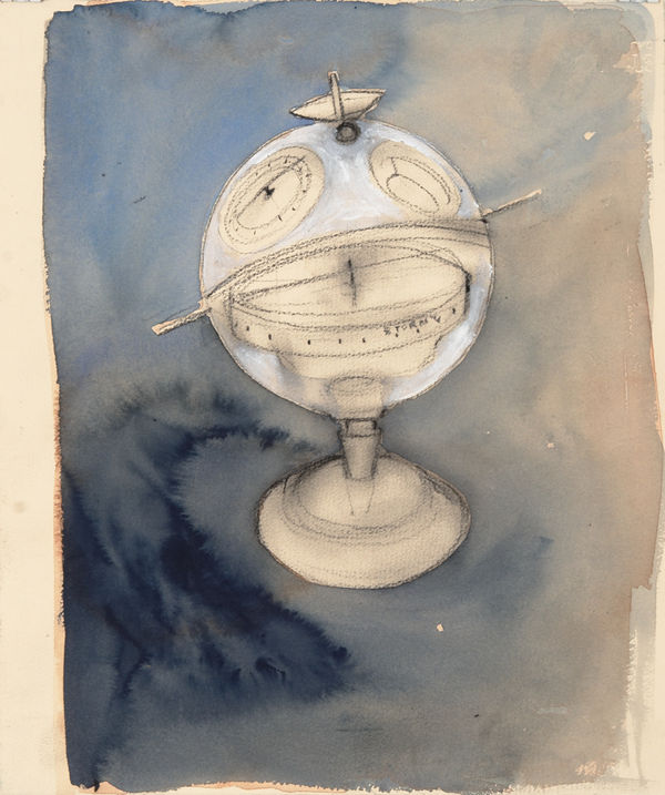 Barbie Kjar Sputnik, 2014 charcoal, watercolour and conté on paper, framed 34 x 26cm