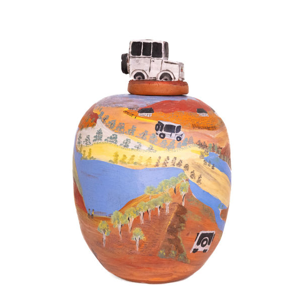 Dalissa Brown Visiting Country, Showing Our Kids, 2025 terracotta and underglazes 34 x 20 cm