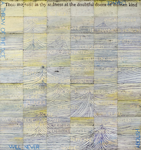 Imants Tillers The Journey South, 2011 acrylic & gouache on 54 canvasboards no. 90163 - 90216 226.5 x 213 cm (approx installation area)