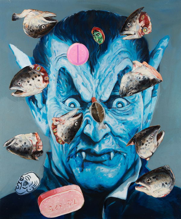 Robert O’Connor syntagms 31, 2022 oil on collaged canvas on board, framed 90 x 75cm