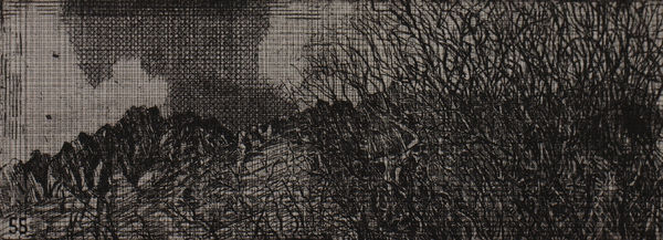 Raymond Arnold Elsewhere World Fragment No 55 4th state, 2019 Etching on Arches 300gsm paper 40 x 30cm Edition of 5