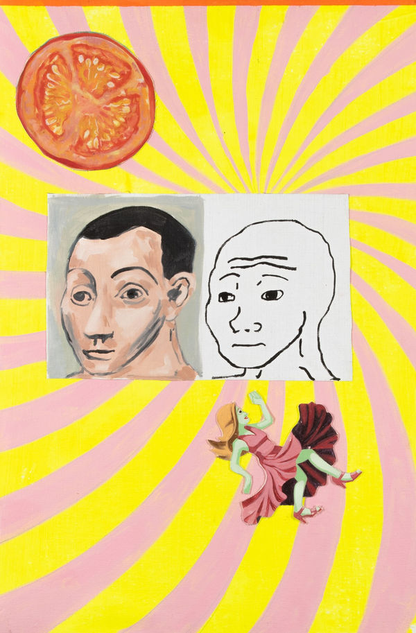 Robert O’Connor syntagms 17, 2022 oil on collaged canvas on board, framed 90 x 75cm